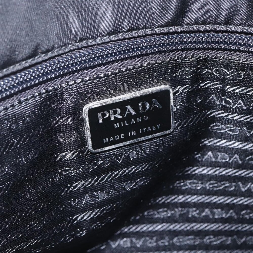 Authentic PRADA Shoulder Bag Nylon Black Silver - Picture 2 of 16